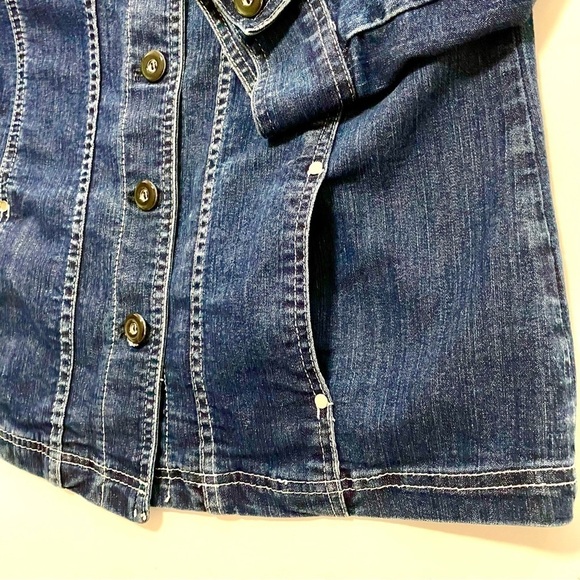 Allison Daley Blue Jean Jacket Blazer Stretchy Size 8 Medium Cotton Casual - Picture 8 of 15